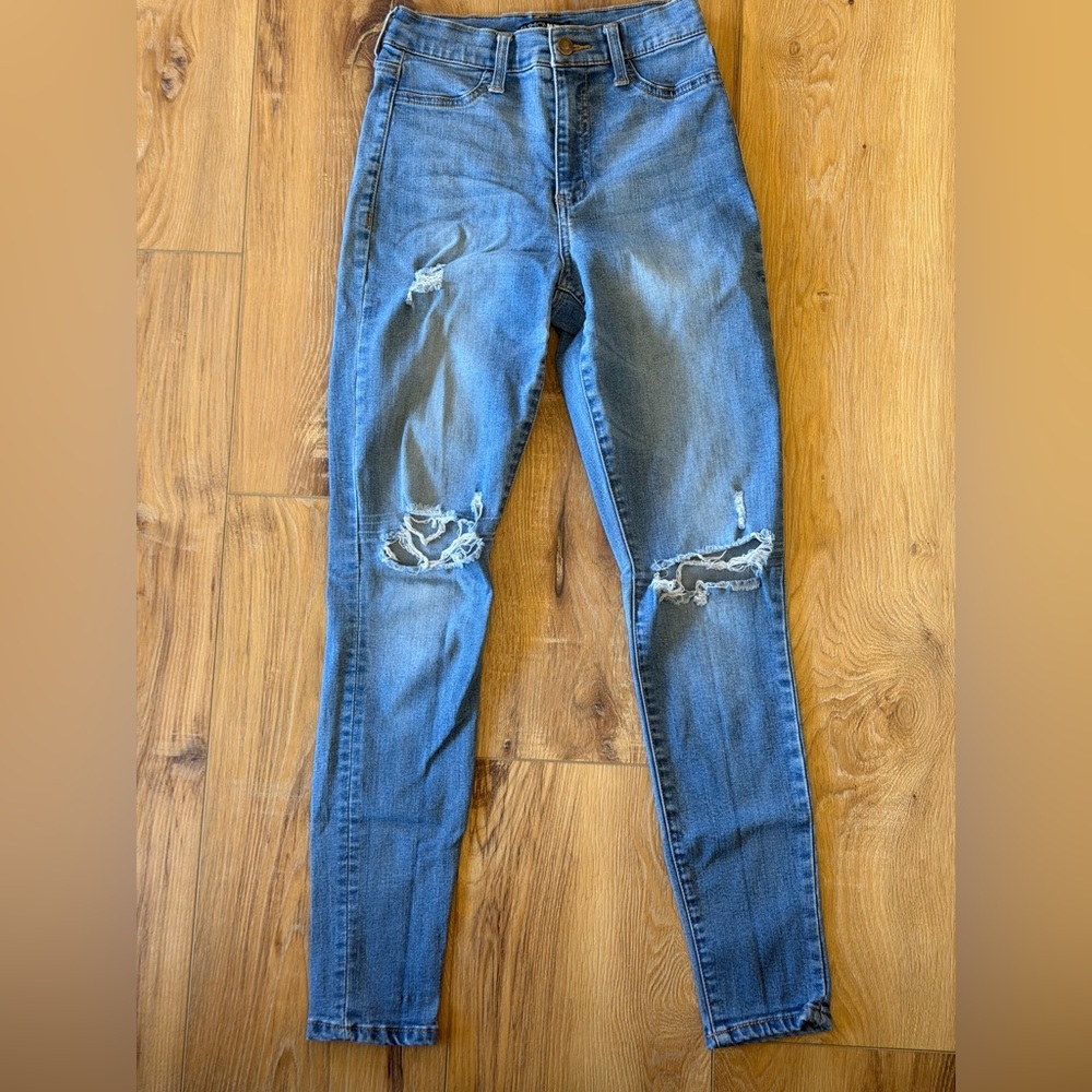 Fashion Nova Ripped Blue Skinny Jeans